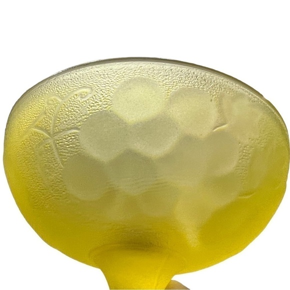 Vintage Compote Candy Trinket Dishes 2 Matching Canary Yellow Frosted Glass - Picture 8 of 14